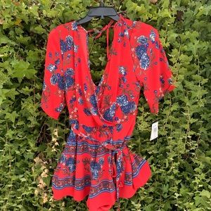 Red Flower Romper